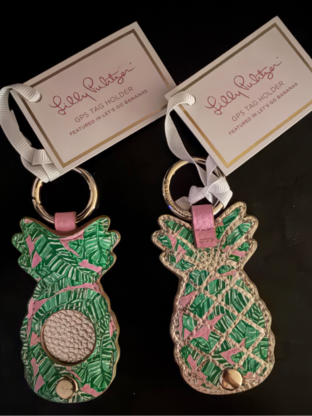 Lilly Pulitzer Pink & Green Pineapple Key/Card Holder GPS Tag